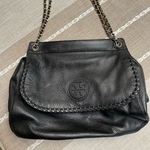 Tory Burch black pebbled leather hobo
